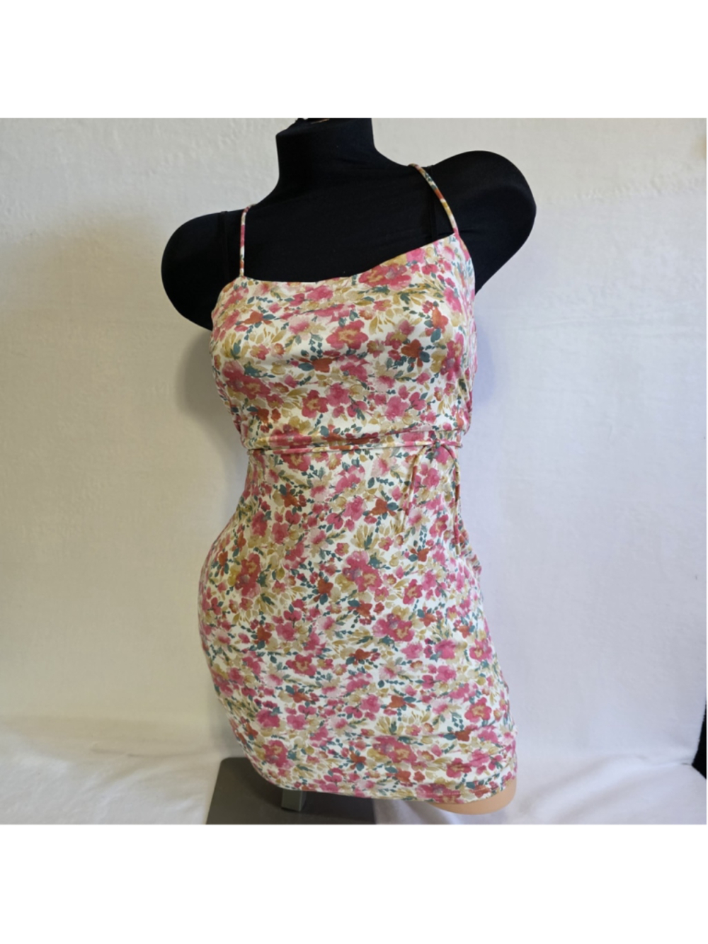 Windsor Floral Romantic Cowl Neck Strappy Mini Dress Women’s M